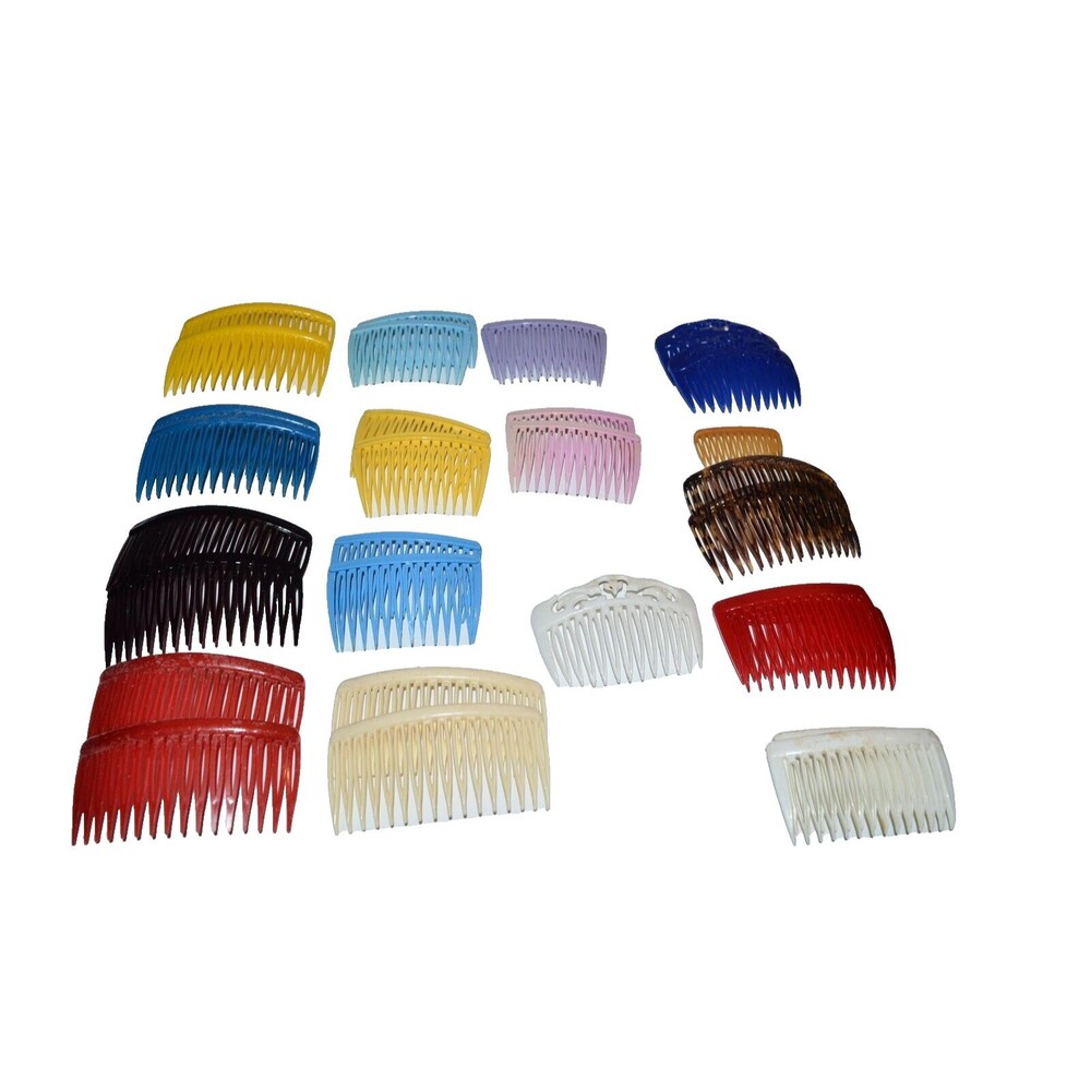 Vtg Lot Goody Side Hair Comb Clips Plastic Rainbow Colorful 80's + extras
